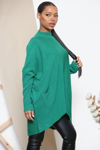 Pull ample col montant vert 2