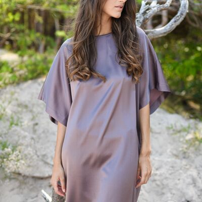 Oversized Noble Purple Silk Shift Dress „Juno“