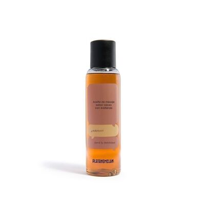 Cocoa-flavored kissable massage oil with hazelnuts