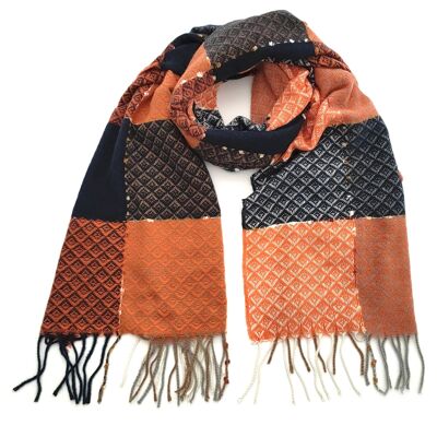 Sazak - Criss Cross Thick Scarf - Navy Pumkin (70x180cm)