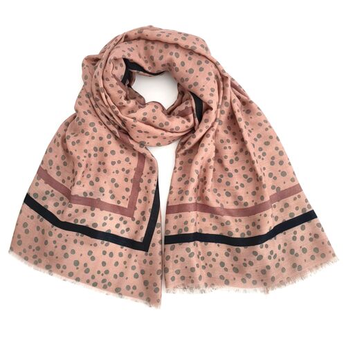 Suller - Spots with a Border Scarf - Pink (90x180cm)