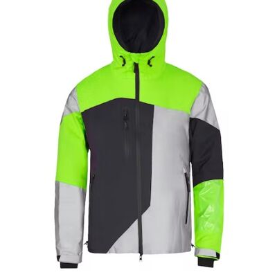 Wendbare Reflexjacke POP Neongrün | Schwarze Größe XS