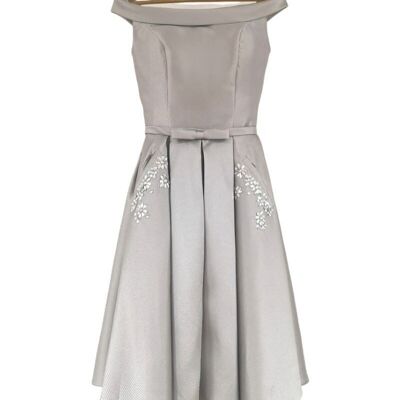 Robe de soirée courte satinée Gris