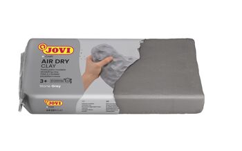 JOVI - Air Dry, Pasta de modelar Jovi, Secado al aire sin horno, Color gris, 1 Kilo 1
