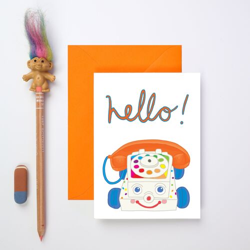 Hello! Vintage Toy Phone Greeting Card | Friendship Card