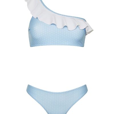 BIKINI À UNE ÉPAULE MAYA À POIS BLEU