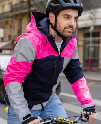 Veste réfléchissante réversible pop Rose fluo | Bleu marine taille L 5