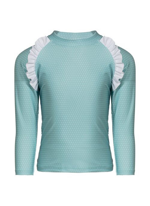 AQUA DOTS RUFFLES RASHGUARD