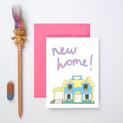 Biglietto di auguri per la nuova casa | Casa delle bambole giocattolo | Carta di inaugurazione della casa