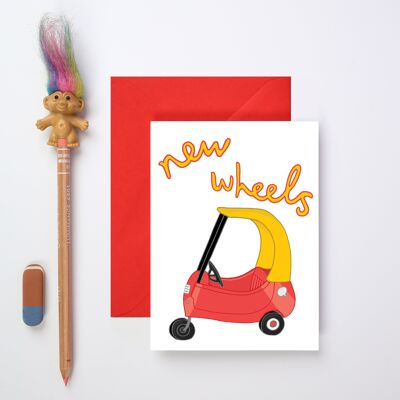 Nueva tarjeta de felicitación de las ruedas | Tarjeta de prueba de manejo recién aprobada