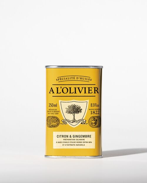 Huile d'olive aromatique au Citron & Gingembre - 250mL  BEST-SELLER