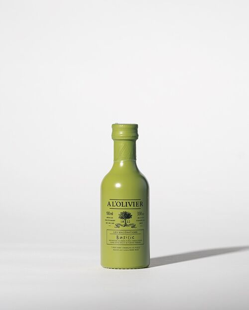 Huile d'olive aromatique au Basilic - 100mL  : idéal pour panier gourmand