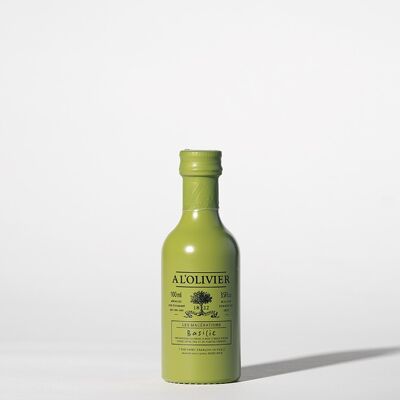 Huile d'olive aromatique au Basilic - 100mL  : idéal pour panier gourmand