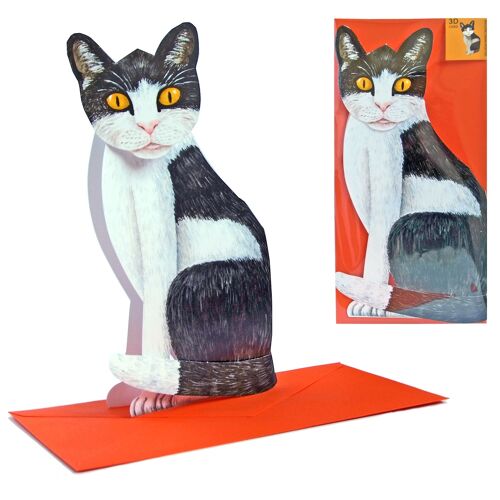 3D-Tierkarte Sitzende Katze