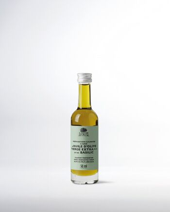 Huile d'olive aromatique au Basilic - 50mL  : idéal pour panier gourmand