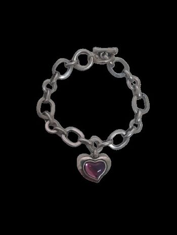 Bracelet chaîne irrégulière avec coeur coloré. 2