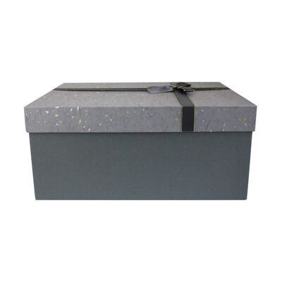 Rectangle, noir avec couvercle moucheté noir or argent
