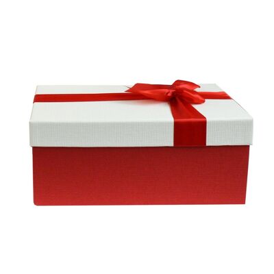 Red Box with Cream Lid - 28 x 18 x 13 cm