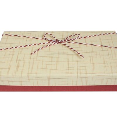 Red Textured Box with Cream Lid - 27.2 x 15.2 x 6.5 cm