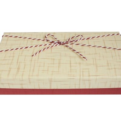 Scatola testurizzata rossa con coperchio color crema - 27,2 x 15,2 x 6,5 cm