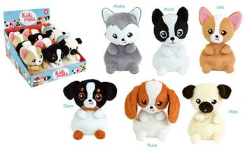 Peluche chiens, Kidimols, 14 cm, 6 modèles assortis, en boite présentoir 1