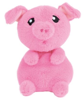 Peluche animaux de la ferme, Kidimols, 14 cm, 6 modèles assortis, en boite présentoir 4