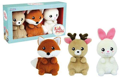 Peluche animaux de la forêt, 14 cm, 3 modèles assortis, en boite coffret