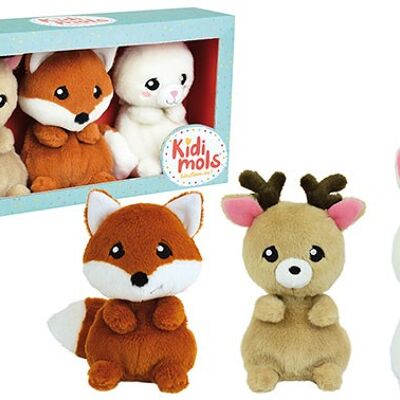 Forest animals plush, 14 cm, 3 assorted models, in box