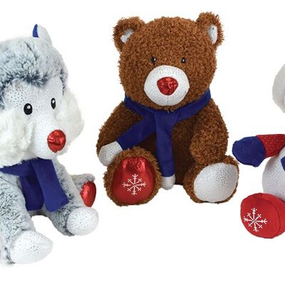 Peluches de Noël, 14 cm, 3 modèles assortis, en boite présentoir