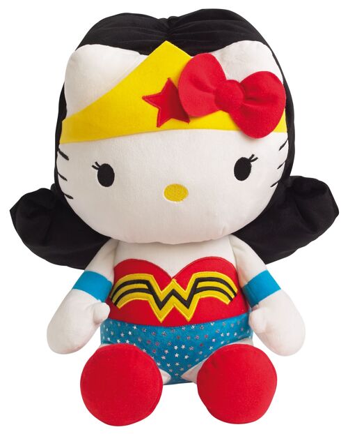 Peluche Hello Kitty déguisée en Wonderwoman, 40 cm, en boite