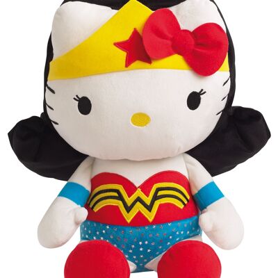 Peluche Hello Kitty disfrazada de Wonderwoman, 40 cm, en caja