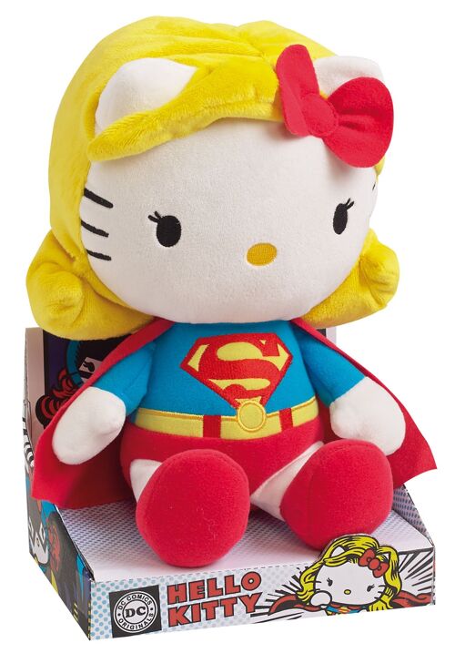 Peluche Hello Kitty déguisée en Superwoman, 27 cm, en boite