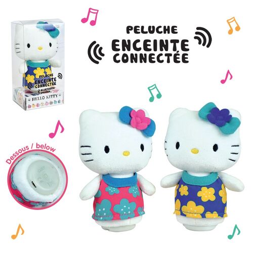 Peluche Hello Kitty avec Bluetooth et enceinte conncetée, 11 cm, 2 modèles assortis, en boite
