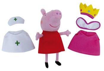 Peluche Peppa Pig 20 cm, Dressing avec 3 vêtements aux choix, facile à changer, en boite cadeau 2