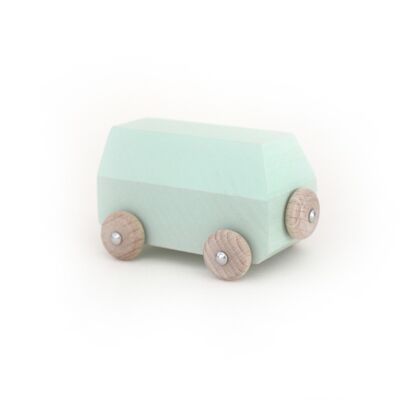 Turquoise wooden car / VAN / / Combi / Made in France / Toy
