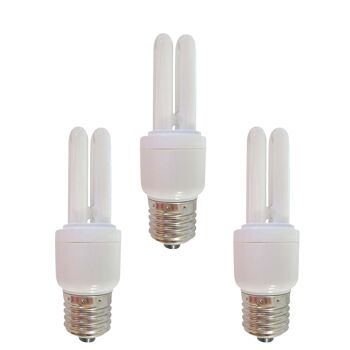 PACK 24 Ampoules CFL 2U MINI T3 11W 528LM E27 2700K 6000H 1