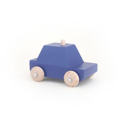 Blue wooden car / Police / Made in France / Toy