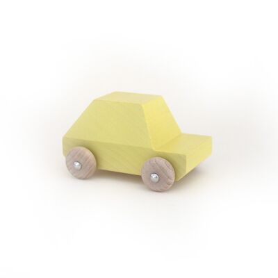 Yellow wooden car / City / Made in France / Toy