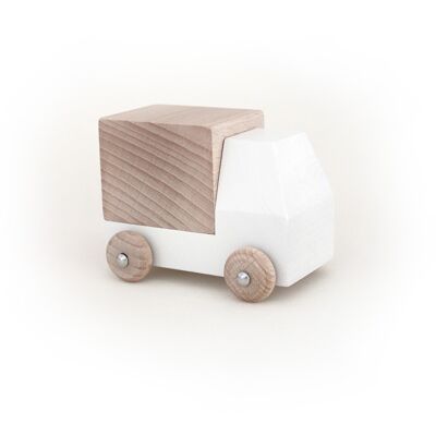 Coche de madera blanco / Camión / Made in France / Juguete