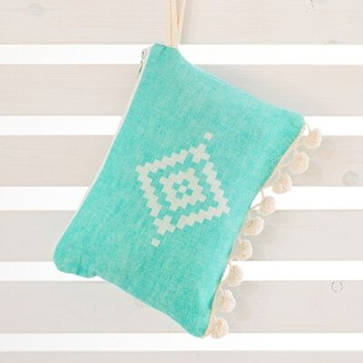 CLUTCH KENTIMA PONPON EMRALD & N.BLUE