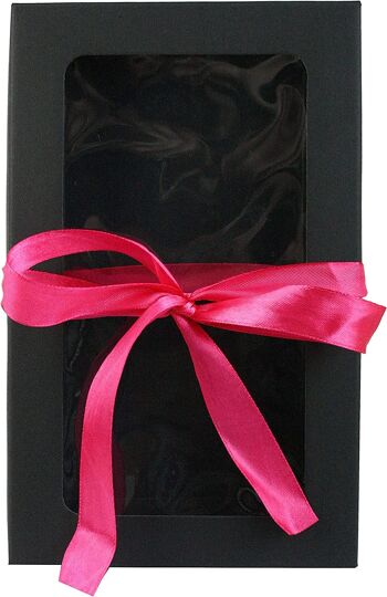 Lot de 12 boîtes en kraft noir avec couvercle transparent et ruban rose vif. 2