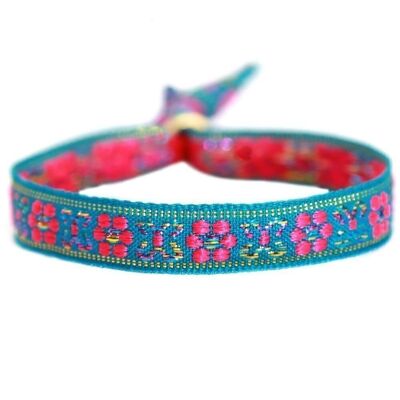 Bracciale in tessuto fiore blu