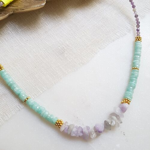 Collier Améthyste, Amazonite - Dayo