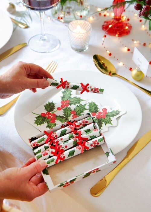 Holly Mini Christmas Crackers - POS Unit