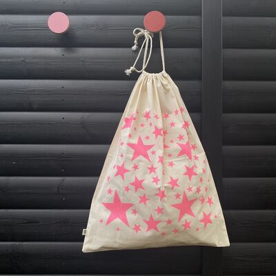 Drawstring Sack - Pack of 3 - Pink Stars