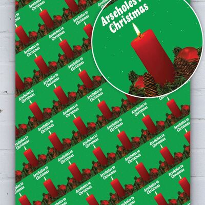 Rude Xmas Gift Wrap - Arseholes **Pack of 2 Sheets Folded**