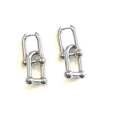 Pendientes estribo acero inoxidable plata