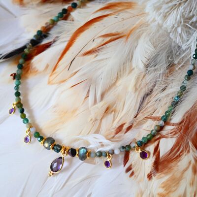 Collier Agate indienne, Améthyste - Amalia