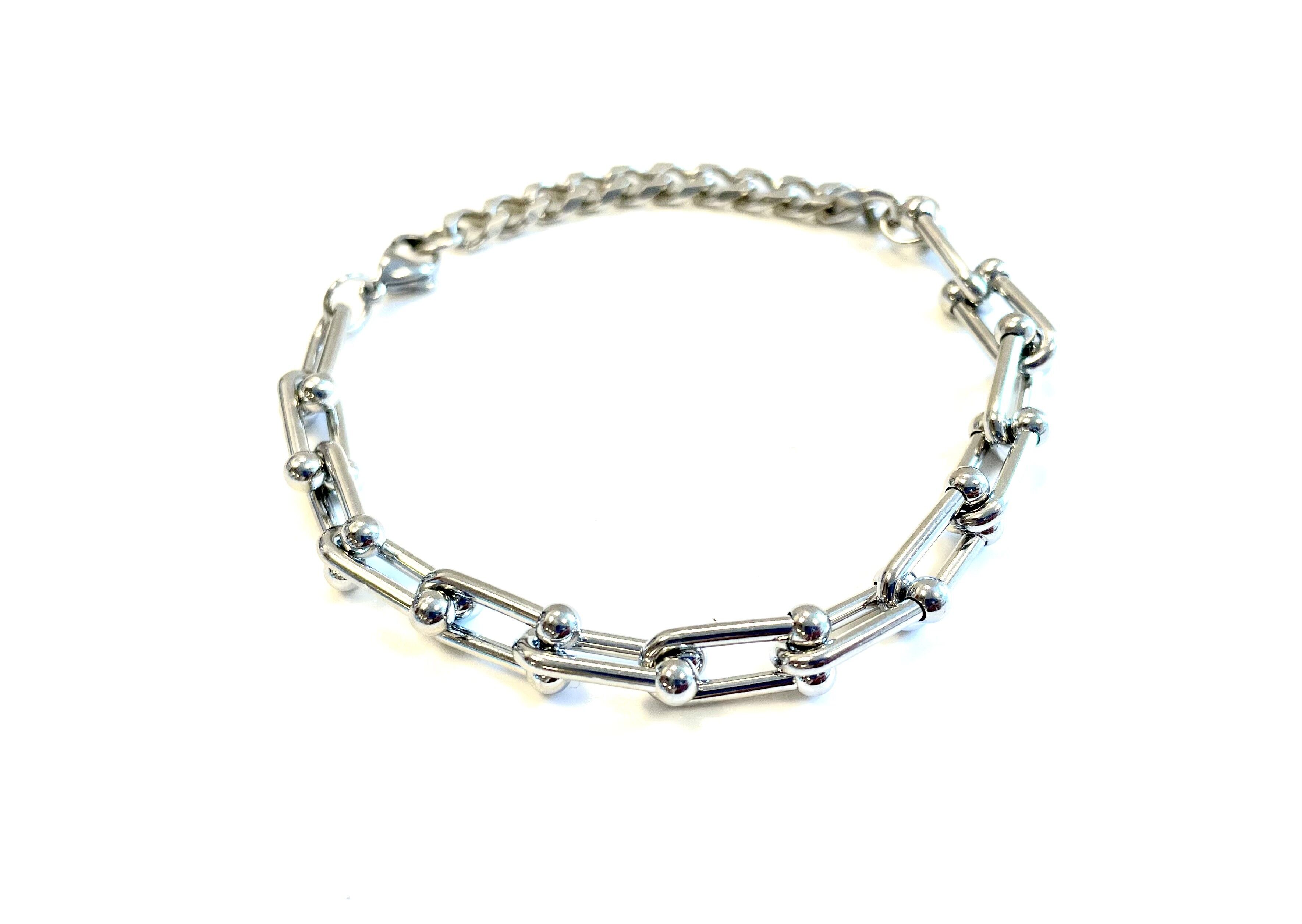 Bracciale staffa in acciaio inossidabile argento