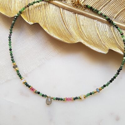 Necklace Ruby zoisite, Labradorite - Ilona